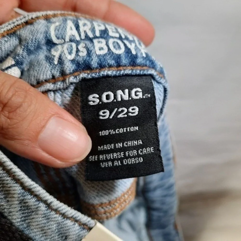 S O N G Jeans Women 29 Blue Y2K Utility Carpenter Cargo Relaxed Streetwear Denim